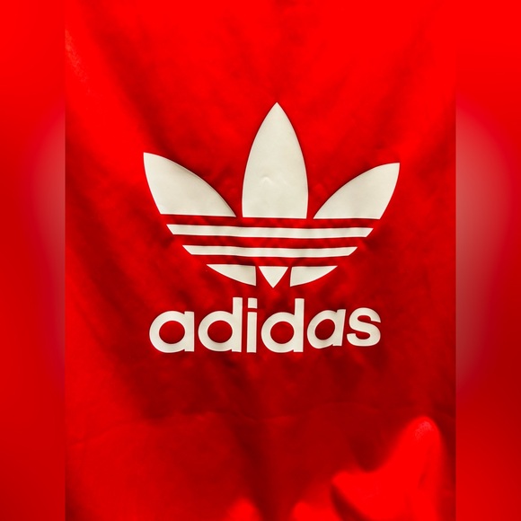 adidas Original Red Satin Trefoil Crew Neck Long Sleeve Sweat Shirt Size: Small - Picture 4 of 4